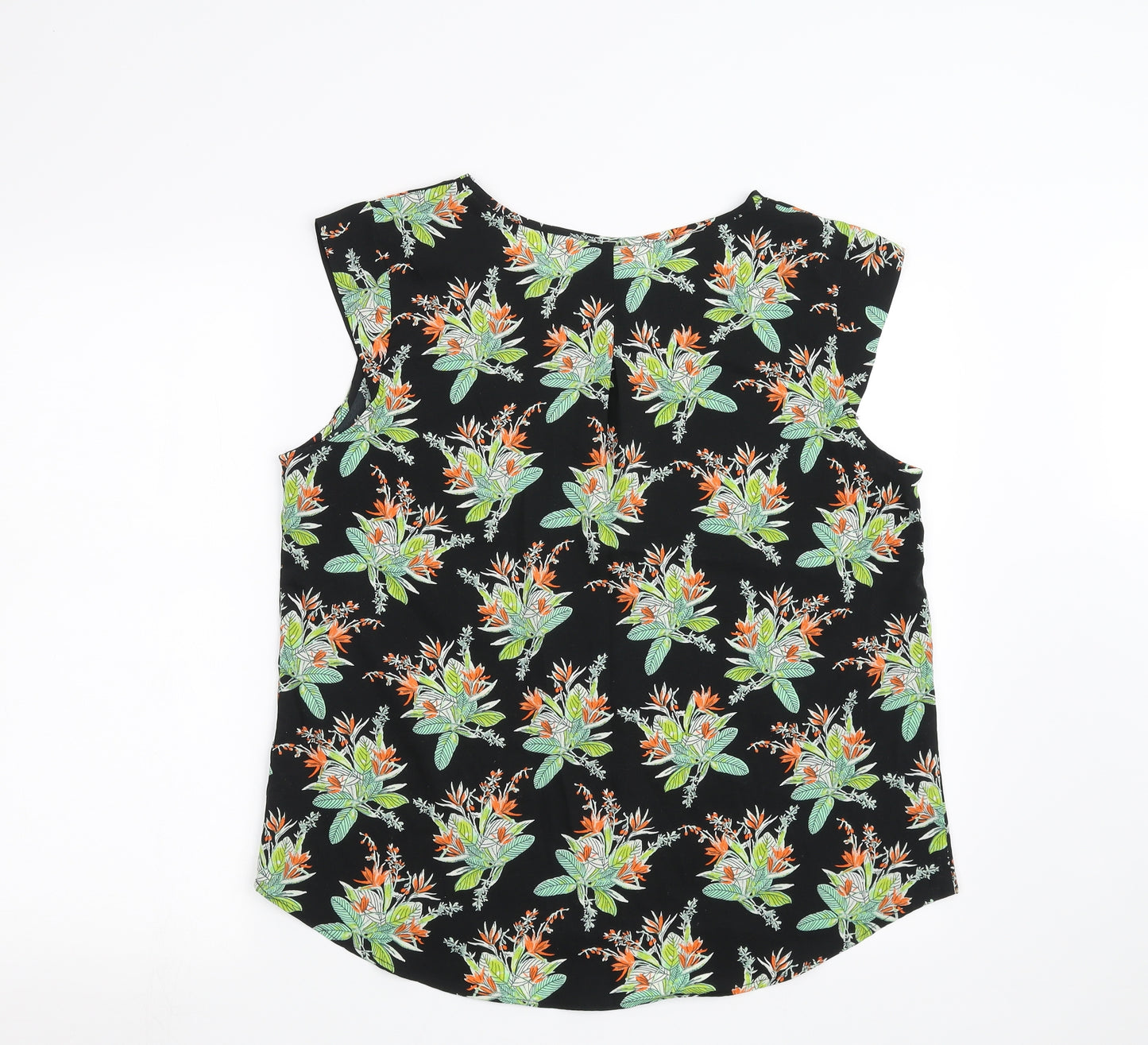 Peacocks Womens Black Floral  Basic Tank Size 14