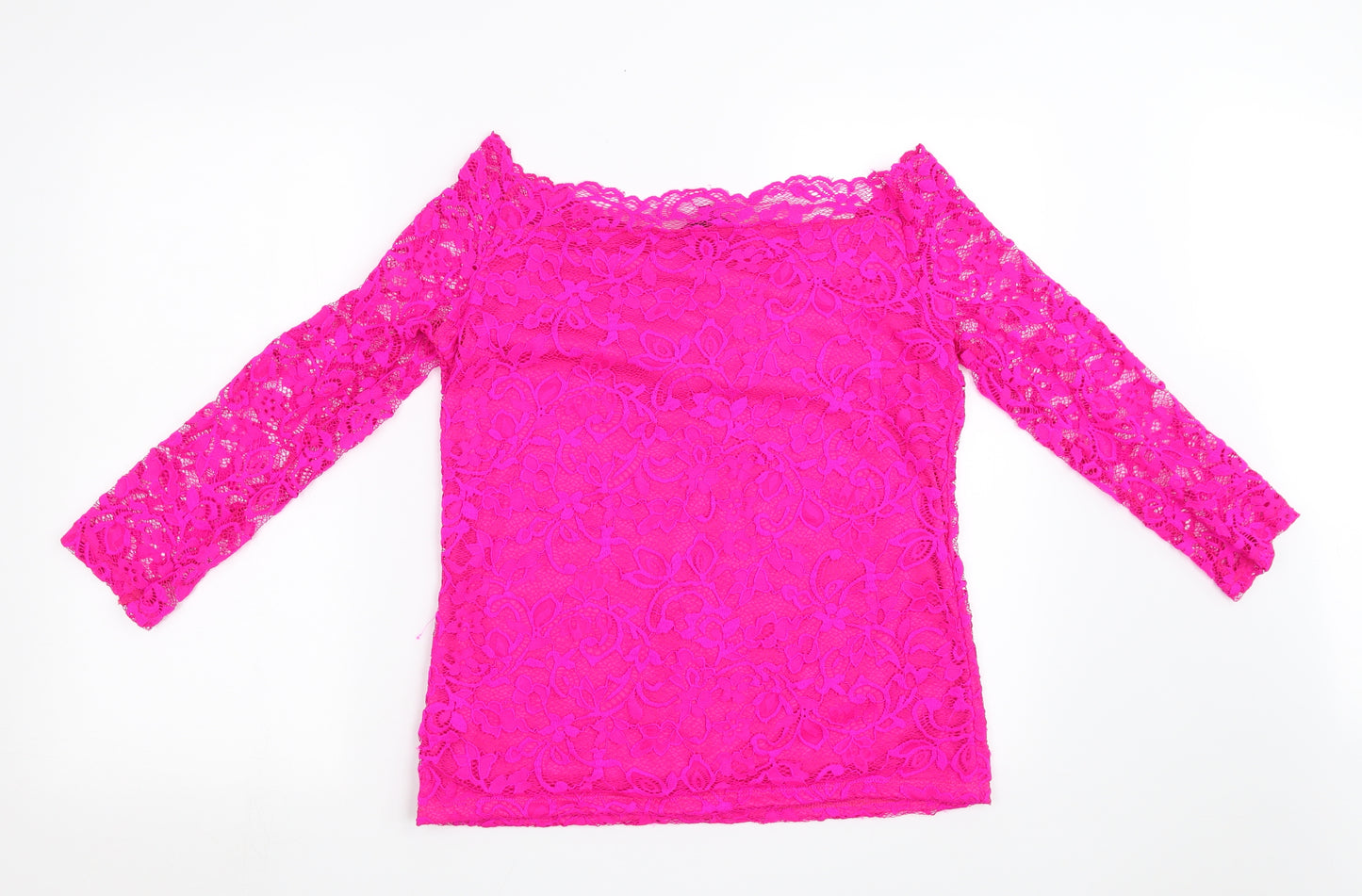 Debenhams Womens Pink Floral Mesh Basic T-Shirt Size 14