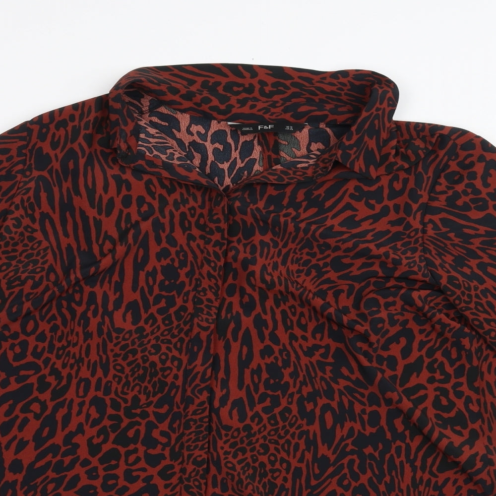 F&F Womens Brown Animal Print  Basic Blouse Size 14