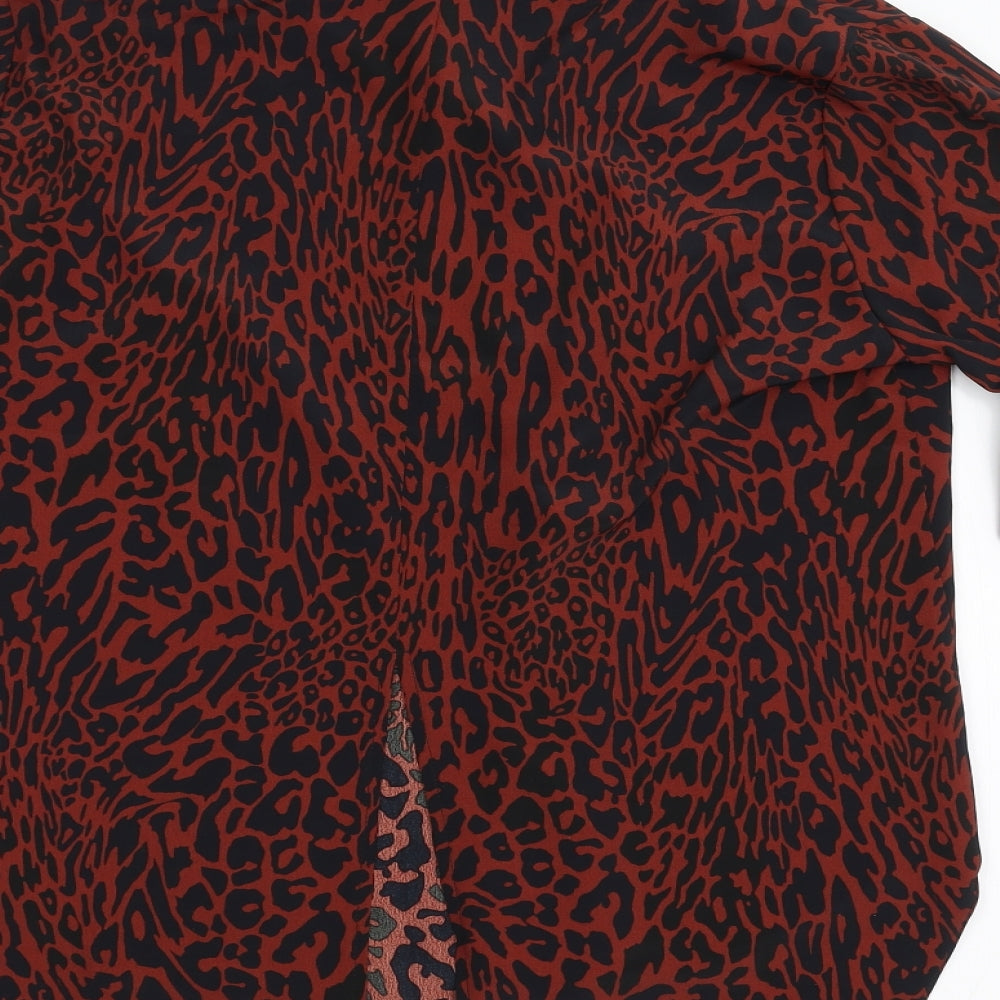 F&F Womens Brown Animal Print  Basic Blouse Size 14