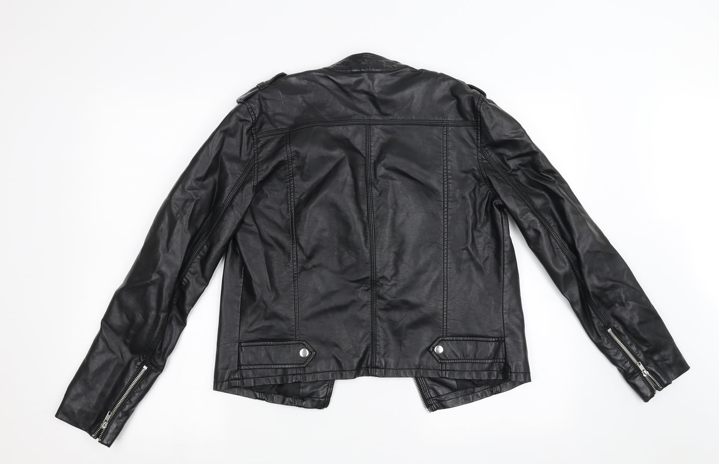 H&M Womens Black  Latex Biker Jacket Size 14