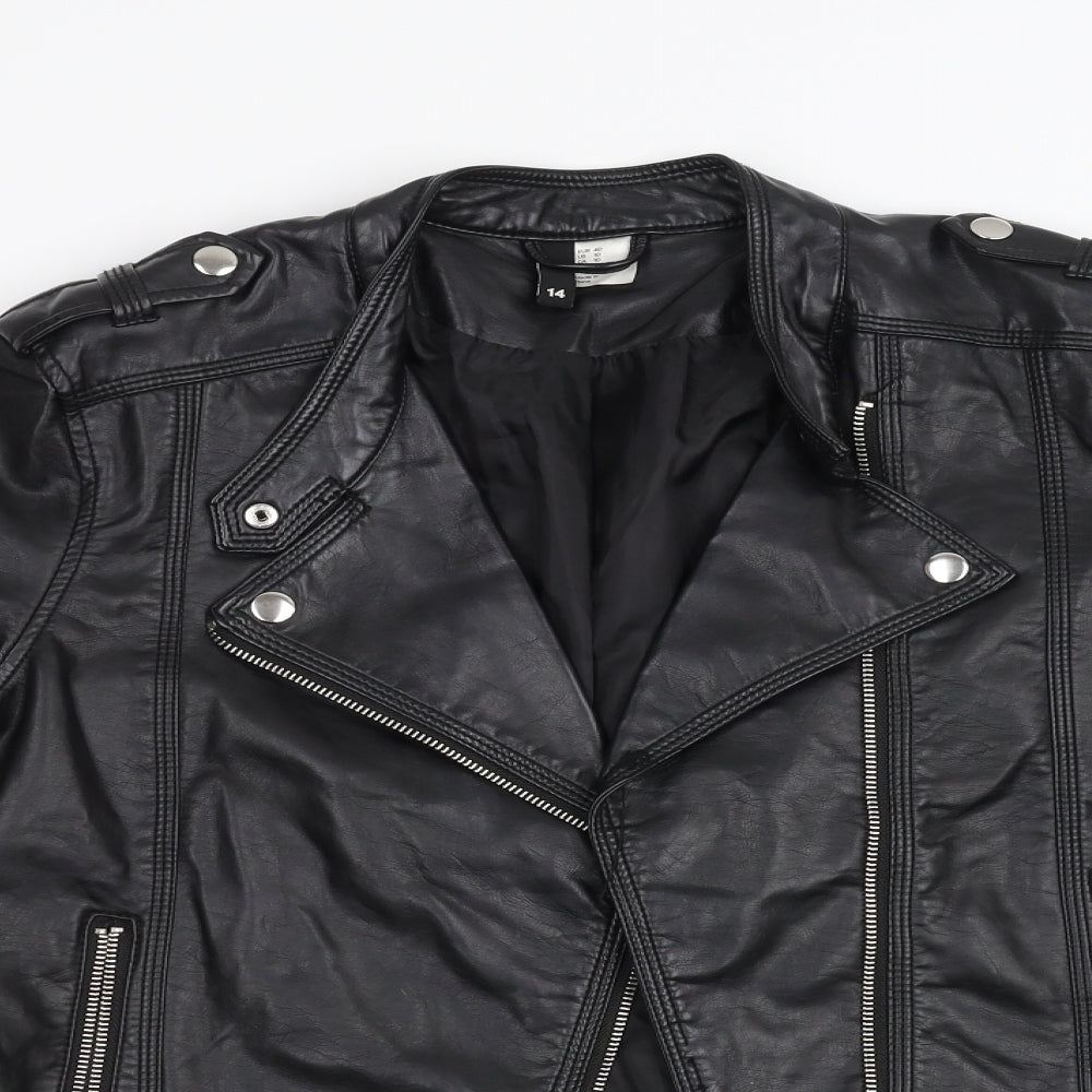H&M Womens Black  Latex Biker Jacket Size 14