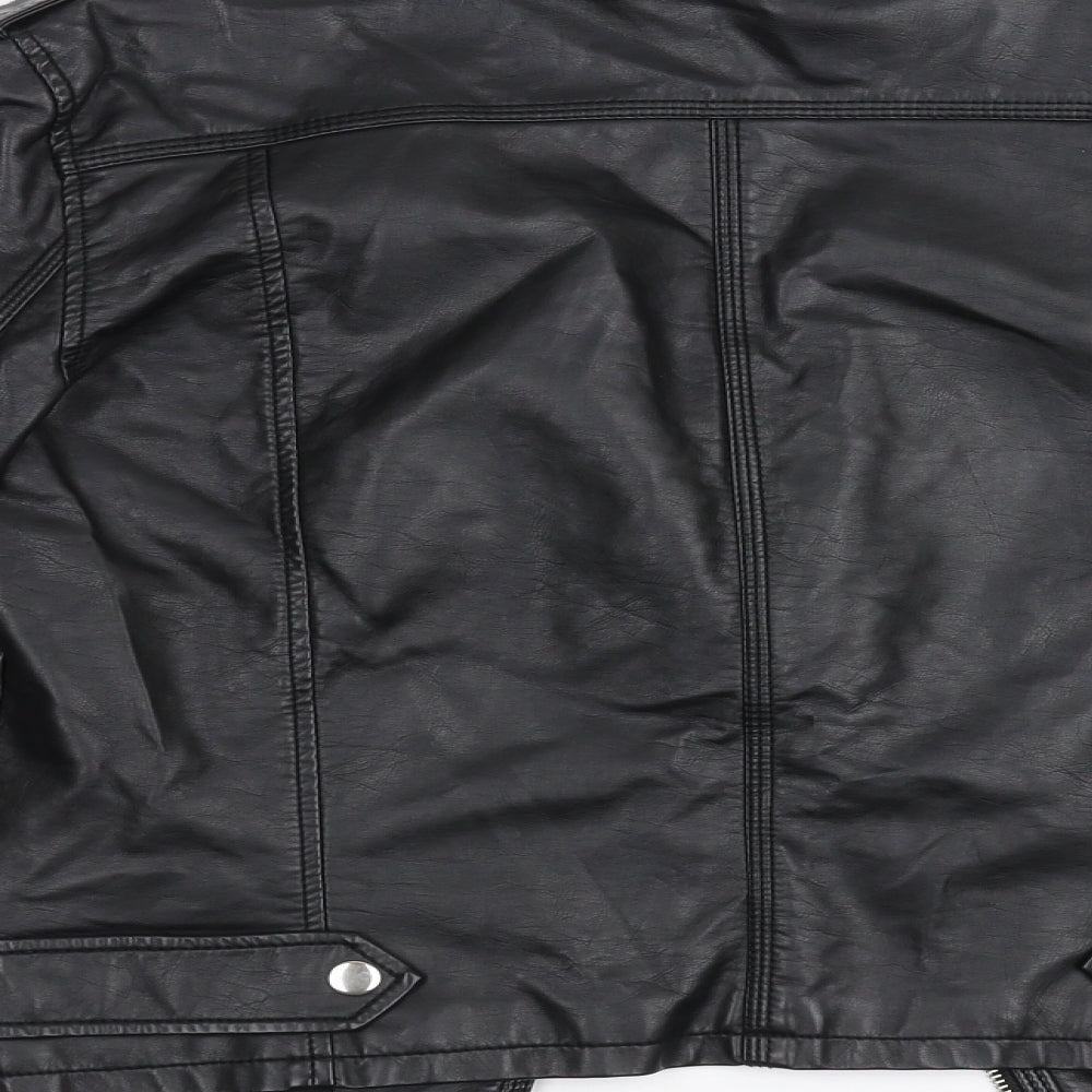 H&M Womens Black  Latex Biker Jacket Size 14