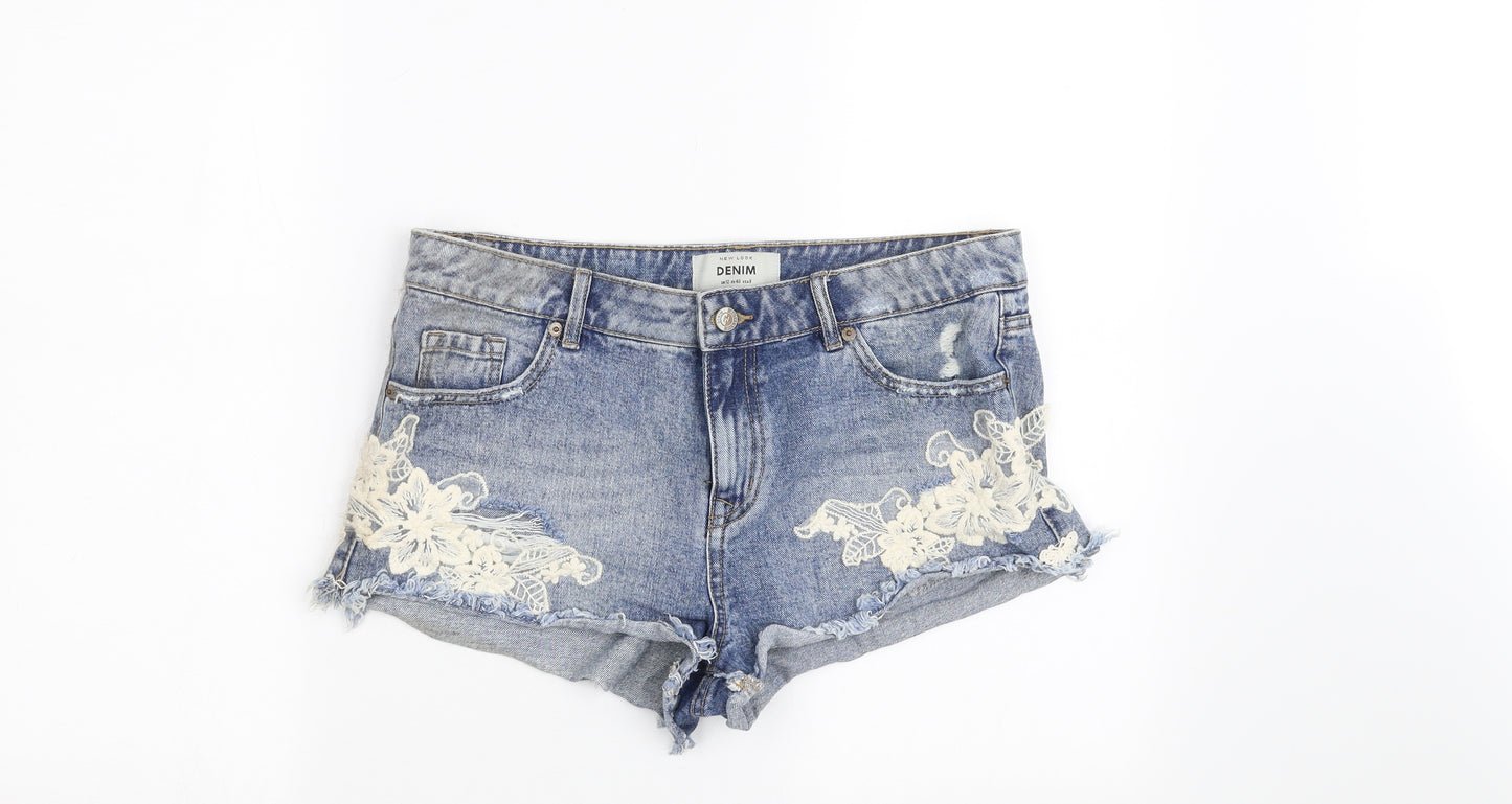 New Look Womens Blue  Denim Hot Pants Shorts Size 12