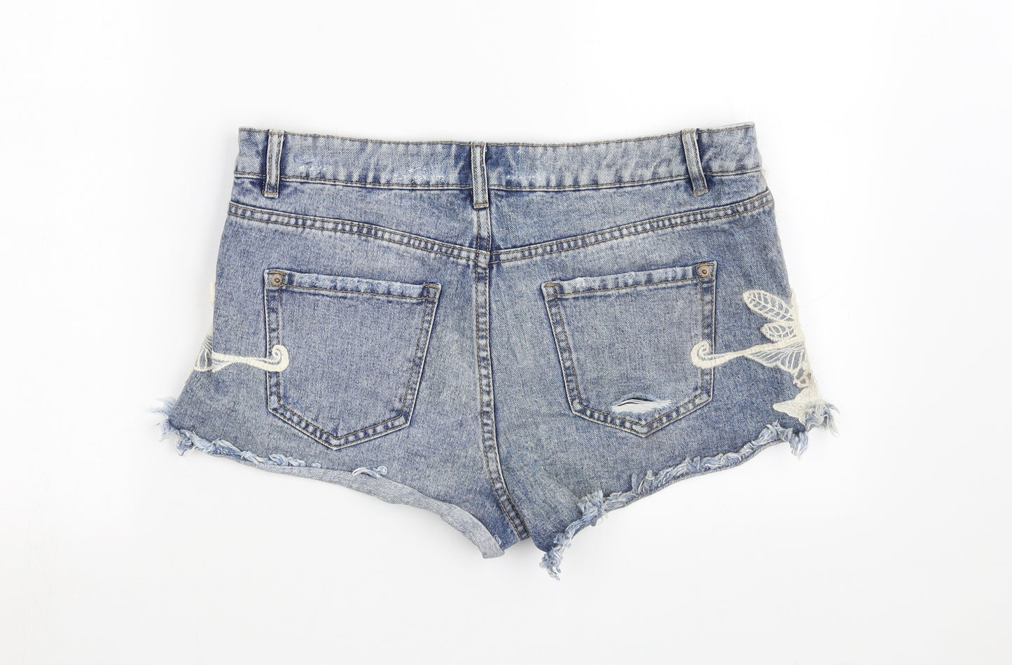 New Look Womens Blue  Denim Hot Pants Shorts Size 12