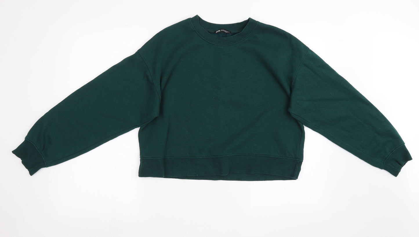 Zara Womens Green   Pullover Sweatshirt Size M  - oversized cropped jumper