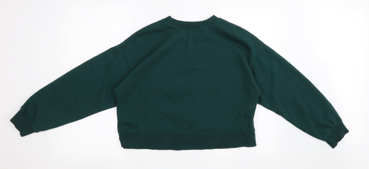 Zara Womens Green   Pullover Sweatshirt Size M  - oversized cropped jumper