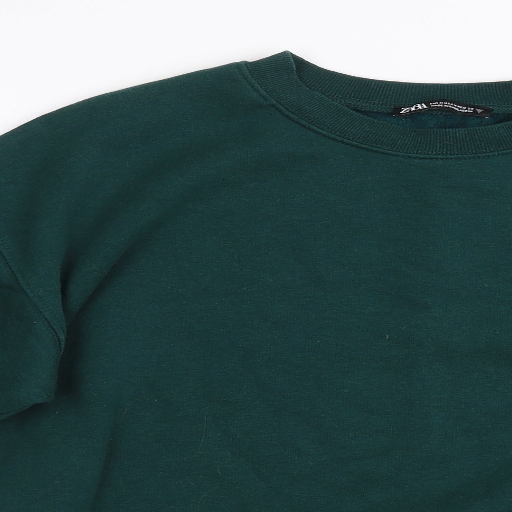 Zara Womens Green   Pullover Sweatshirt Size M  - oversized cropped jumper