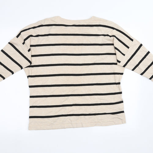 Preworn Womens Beige Striped  Pullover Sweatshirt Size L