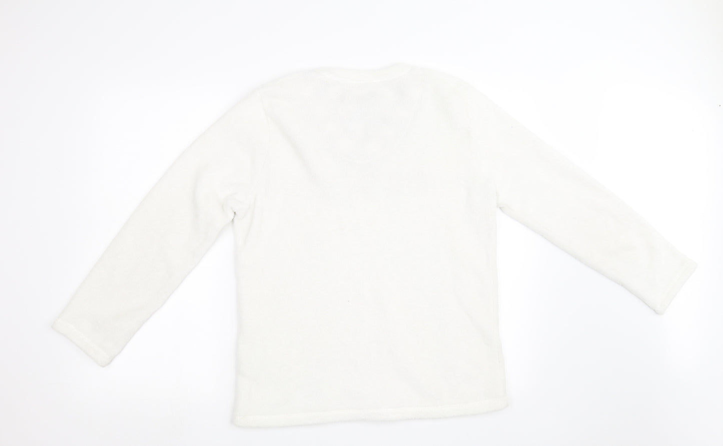 Primark Womens White  Fleece  Pyjama Top Size 12