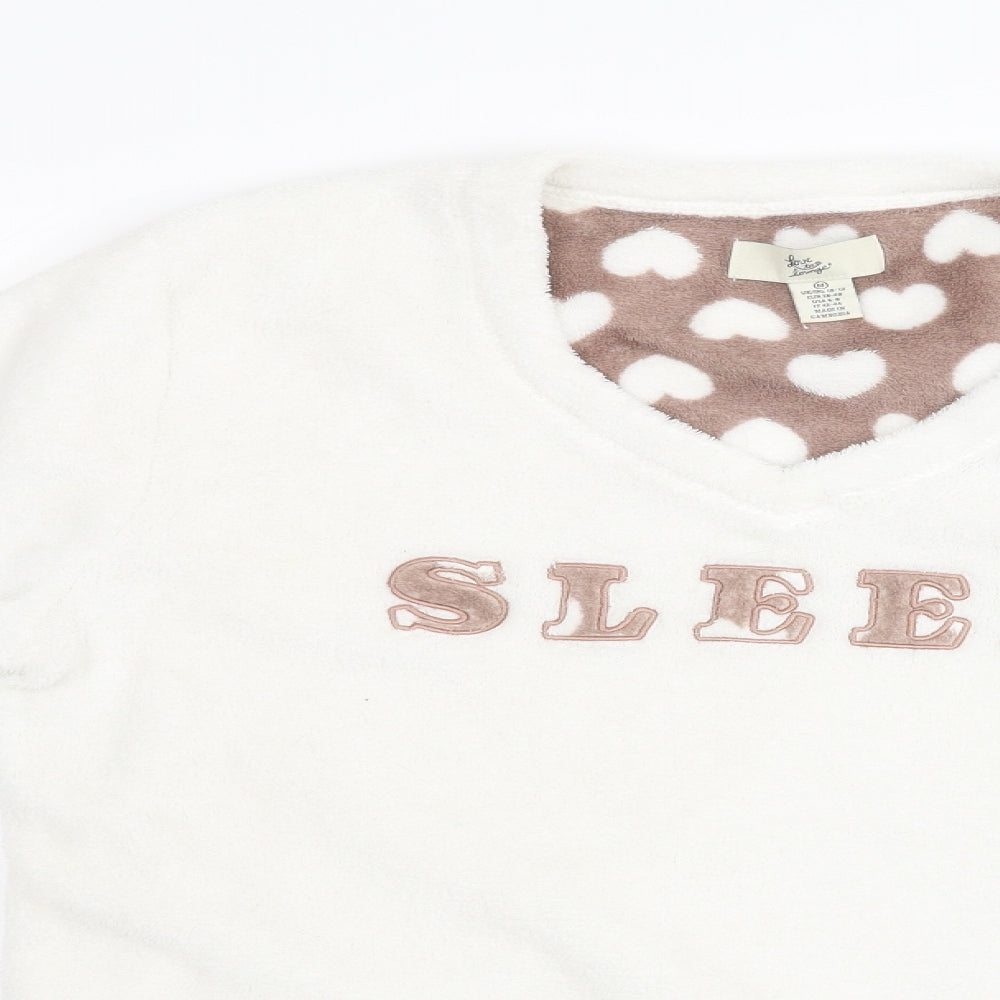 Primark Womens White  Fleece  Pyjama Top Size 12