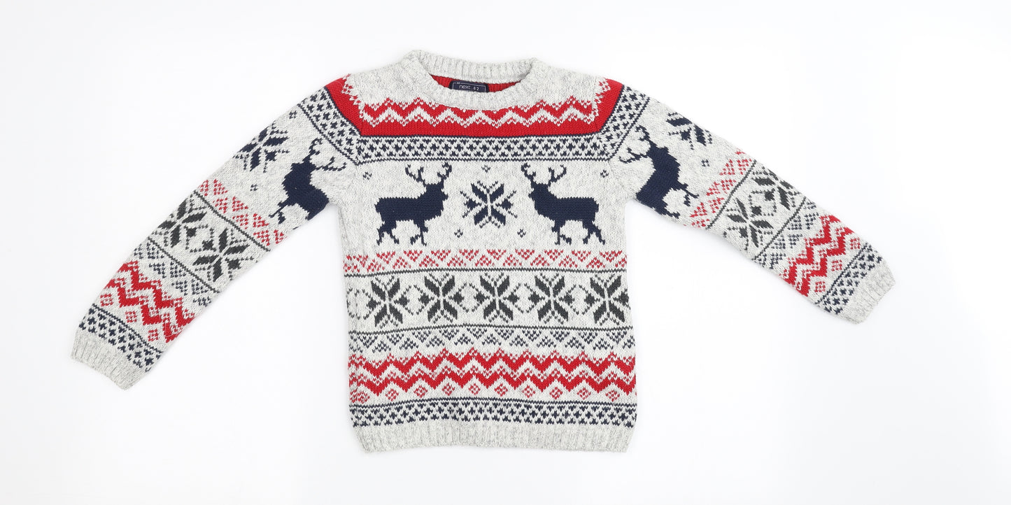 NEXT Boys Grey Geometric  Pullover Sweatshirt Size 7 Years  - christmas