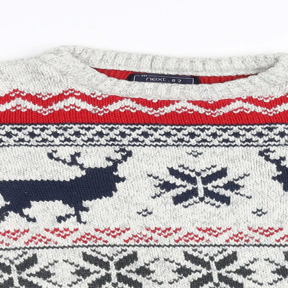 NEXT Boys Grey Geometric  Pullover Sweatshirt Size 7 Years  - christmas