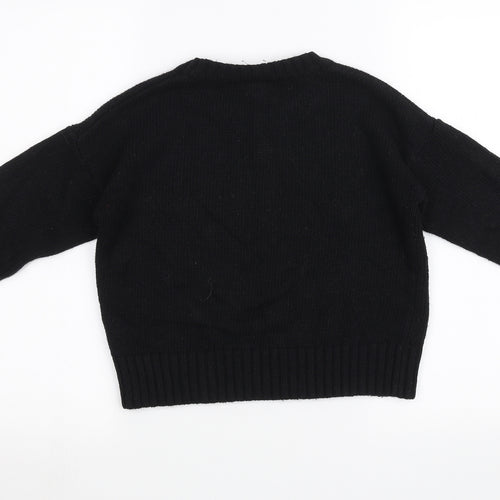 New Look Womens Black  Knit Pullover Sweatshirt Size 10