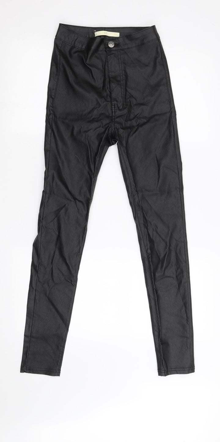 Gold SK Womens Black  Latex Skinny Jeans Size S L28 in