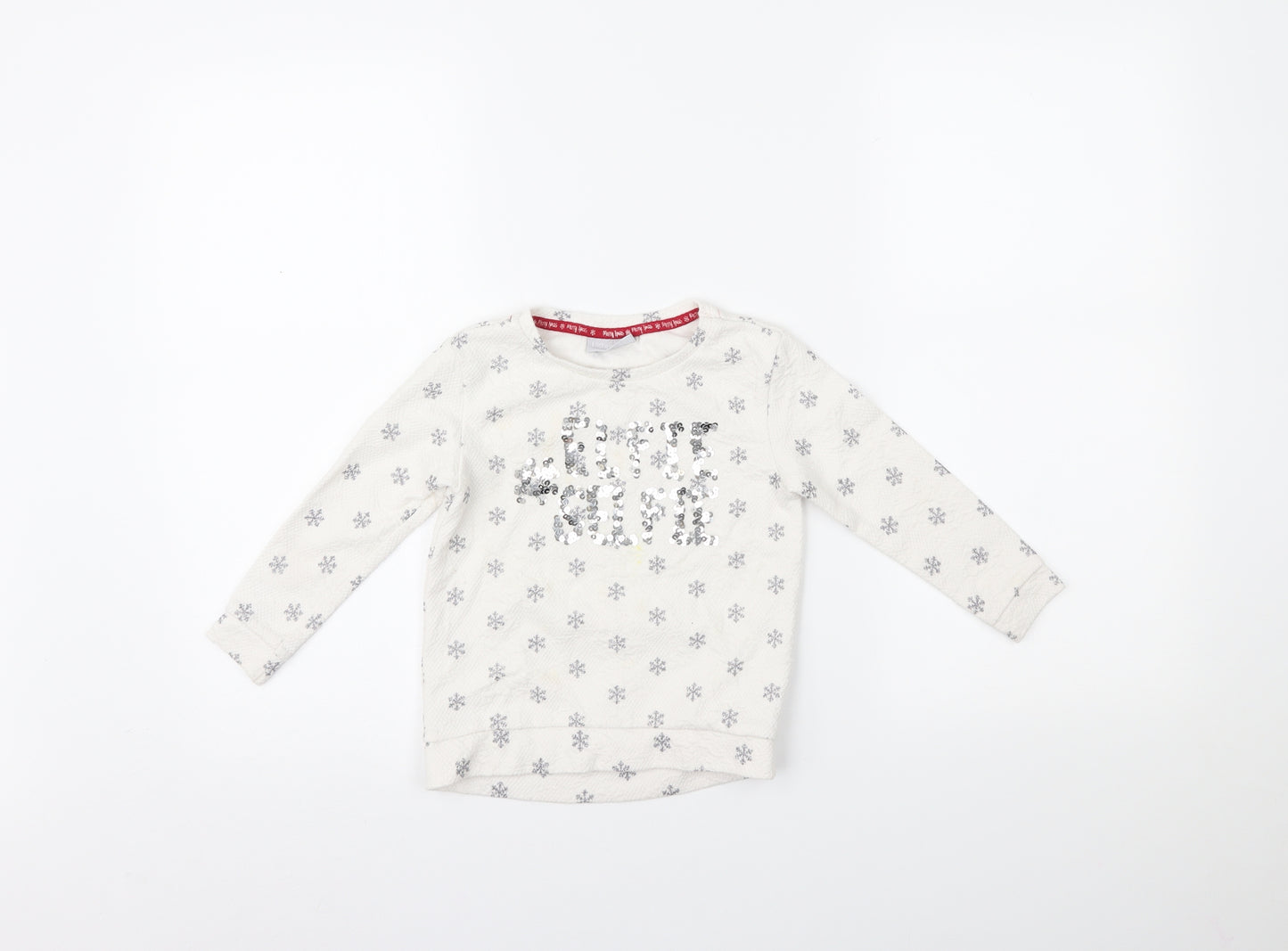 Matalan Girls White   Pullover Jumper Size 3 Years