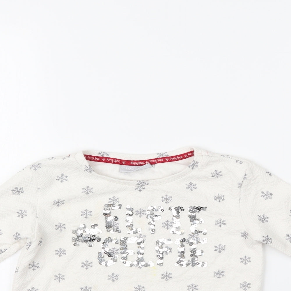 Matalan Girls White   Pullover Jumper Size 3 Years
