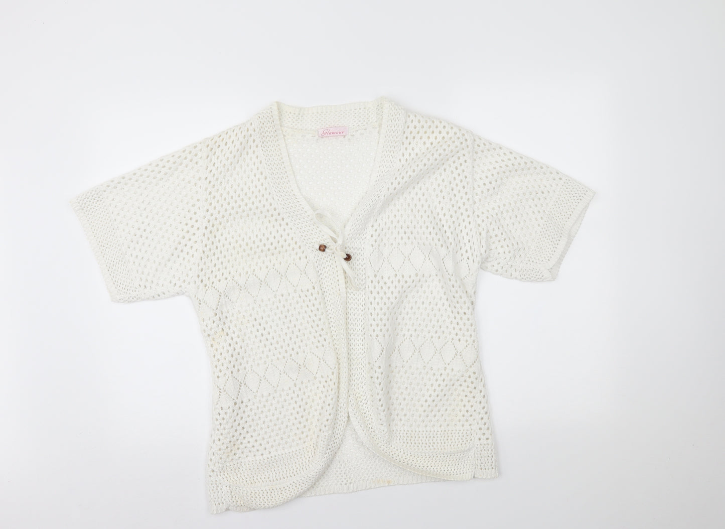 Glamour Womens White   Cardigan Jumper Size L