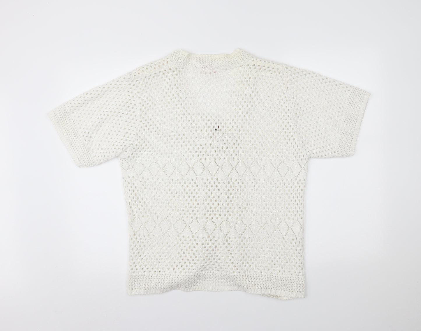 Glamour Womens White   Cardigan Jumper Size L