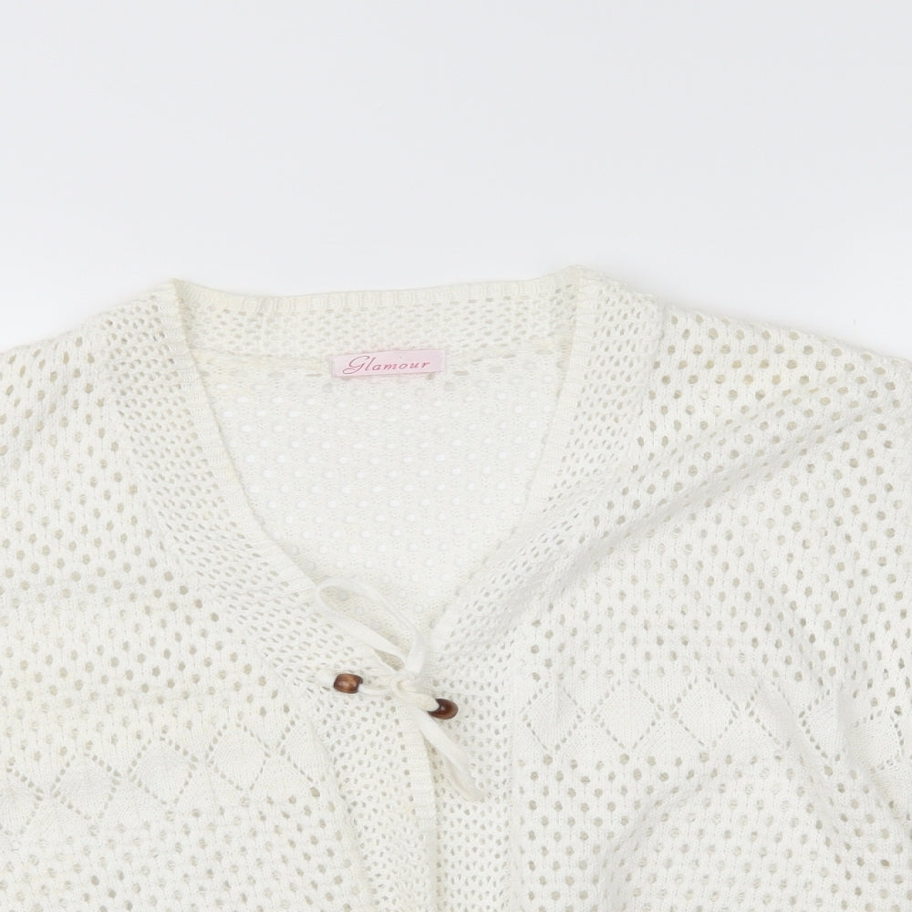 Glamour Womens White   Cardigan Jumper Size L