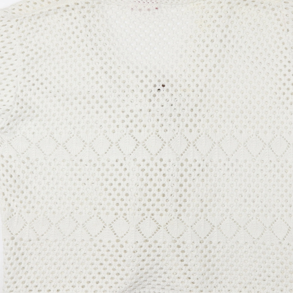 Glamour Womens White   Cardigan Jumper Size L
