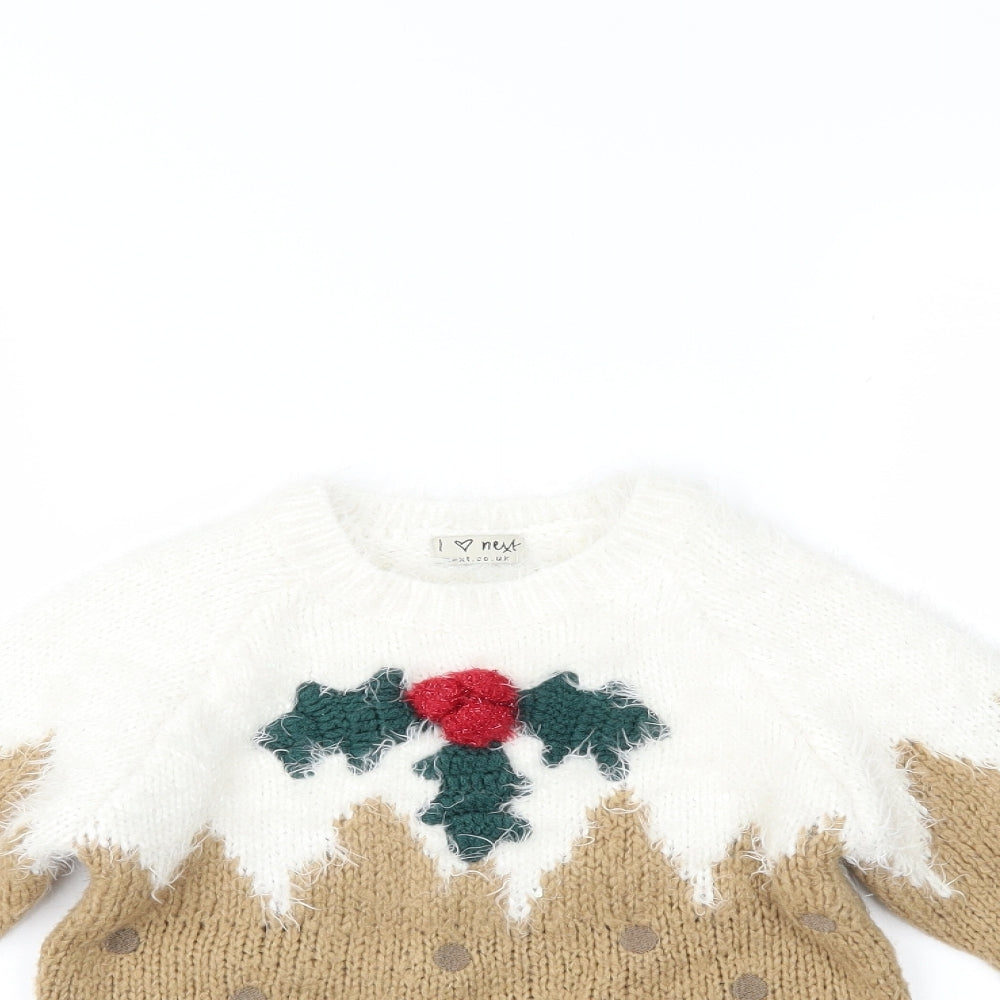 NEXT Girls Brown   Pullover Jumper Size 7 Years  - CHRISTMAS