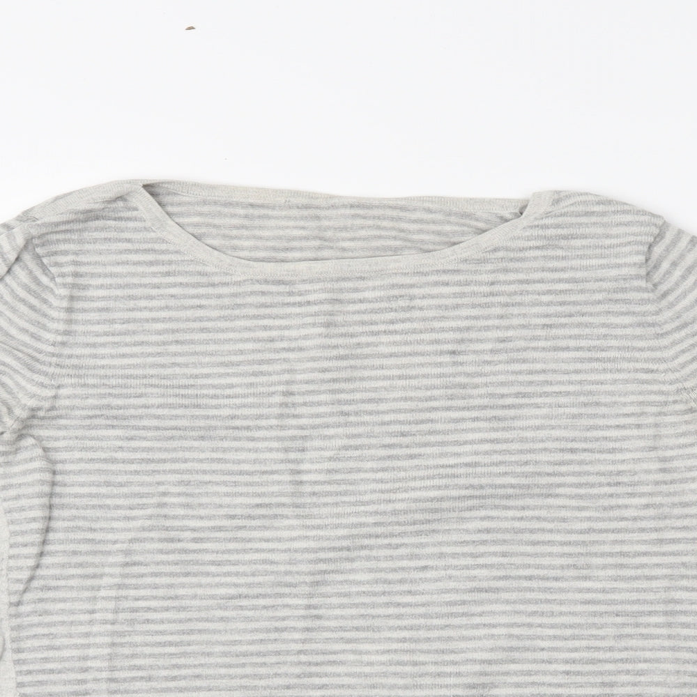 The White Company Womens Grey Striped  Pullover Jumper Size 8