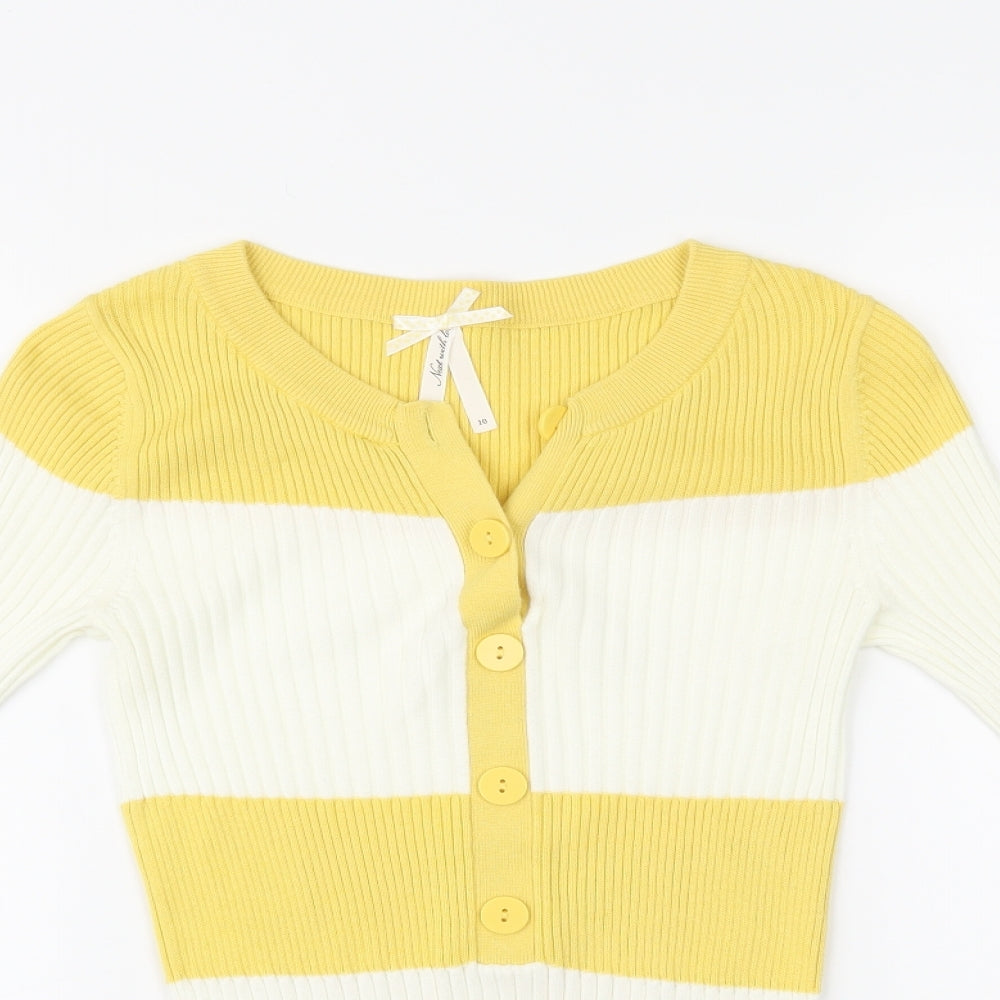 NEXT Womens Yellow Striped  Basic Blouse Size 10