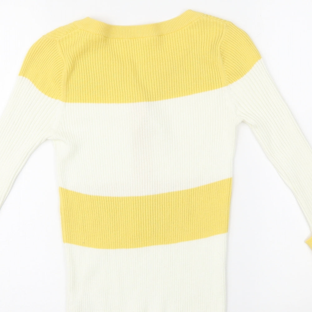NEXT Womens Yellow Striped  Basic Blouse Size 10