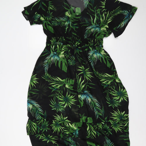 Dorothy Perkins Womens Black Floral  Fit & Flare  Size 16