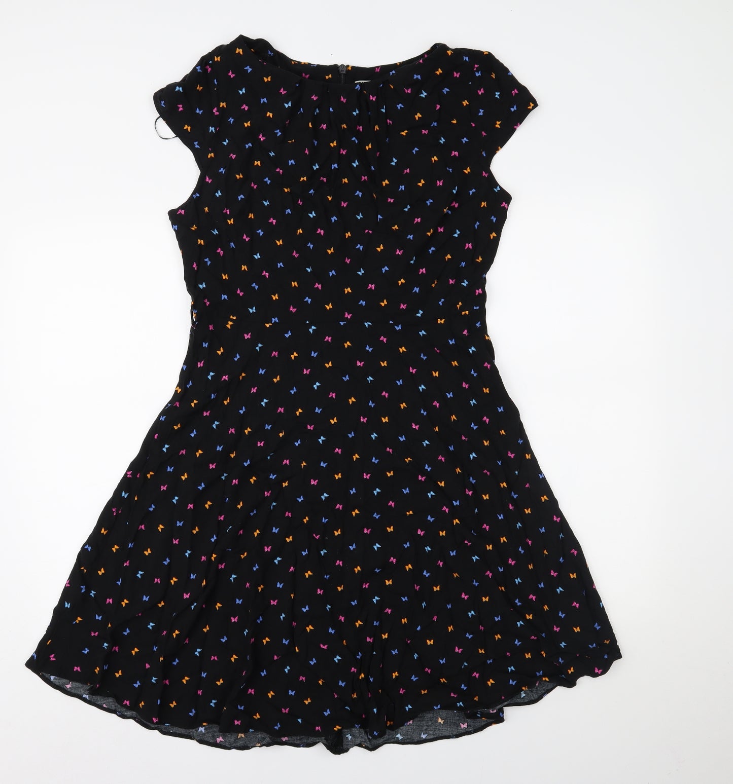 Billie & Blossom Womens Black Animal Print  Fit & Flare  Size 16