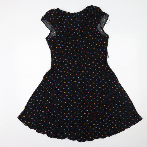 Billie & Blossom Womens Black Animal Print  Fit & Flare  Size 16