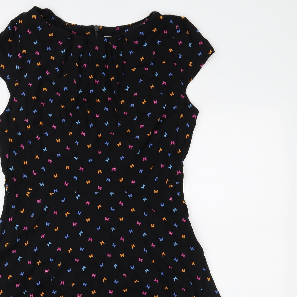 Billie & Blossom Womens Black Animal Print  Fit & Flare  Size 16