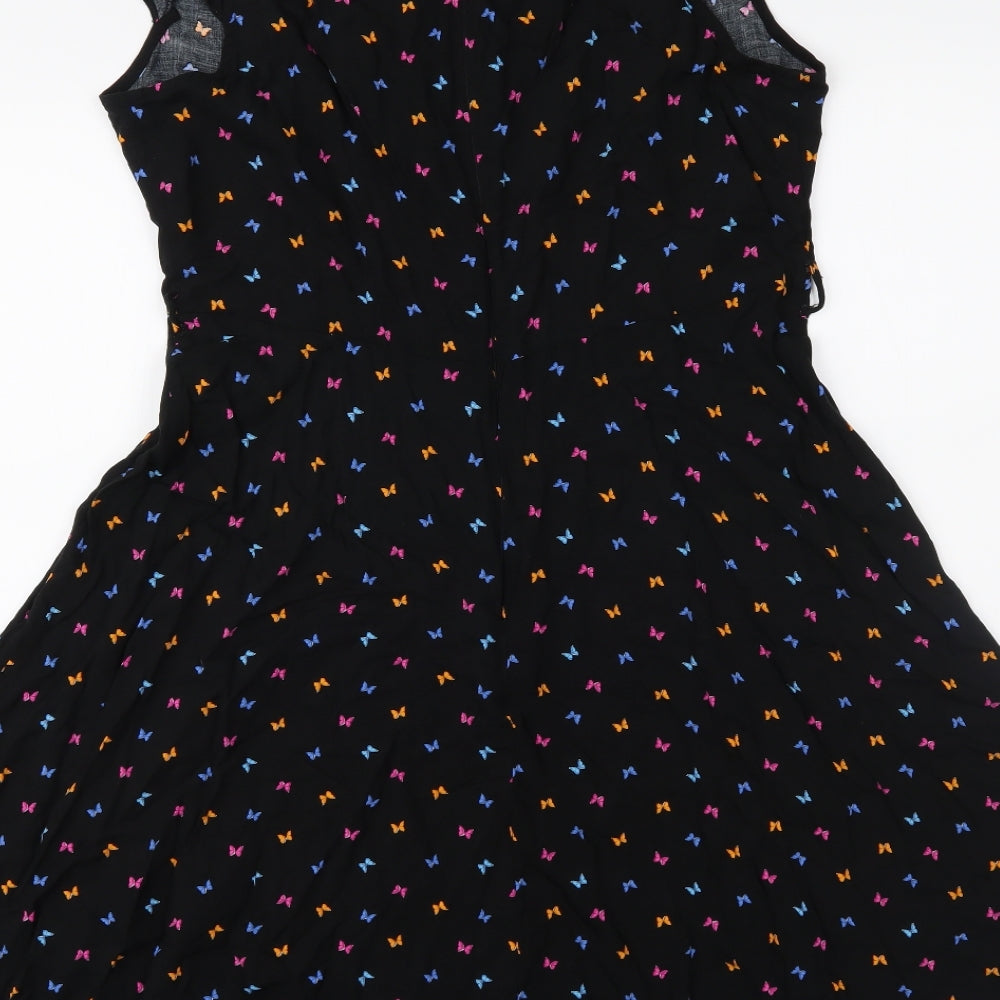 Billie & Blossom Womens Black Animal Print  Fit & Flare  Size 16