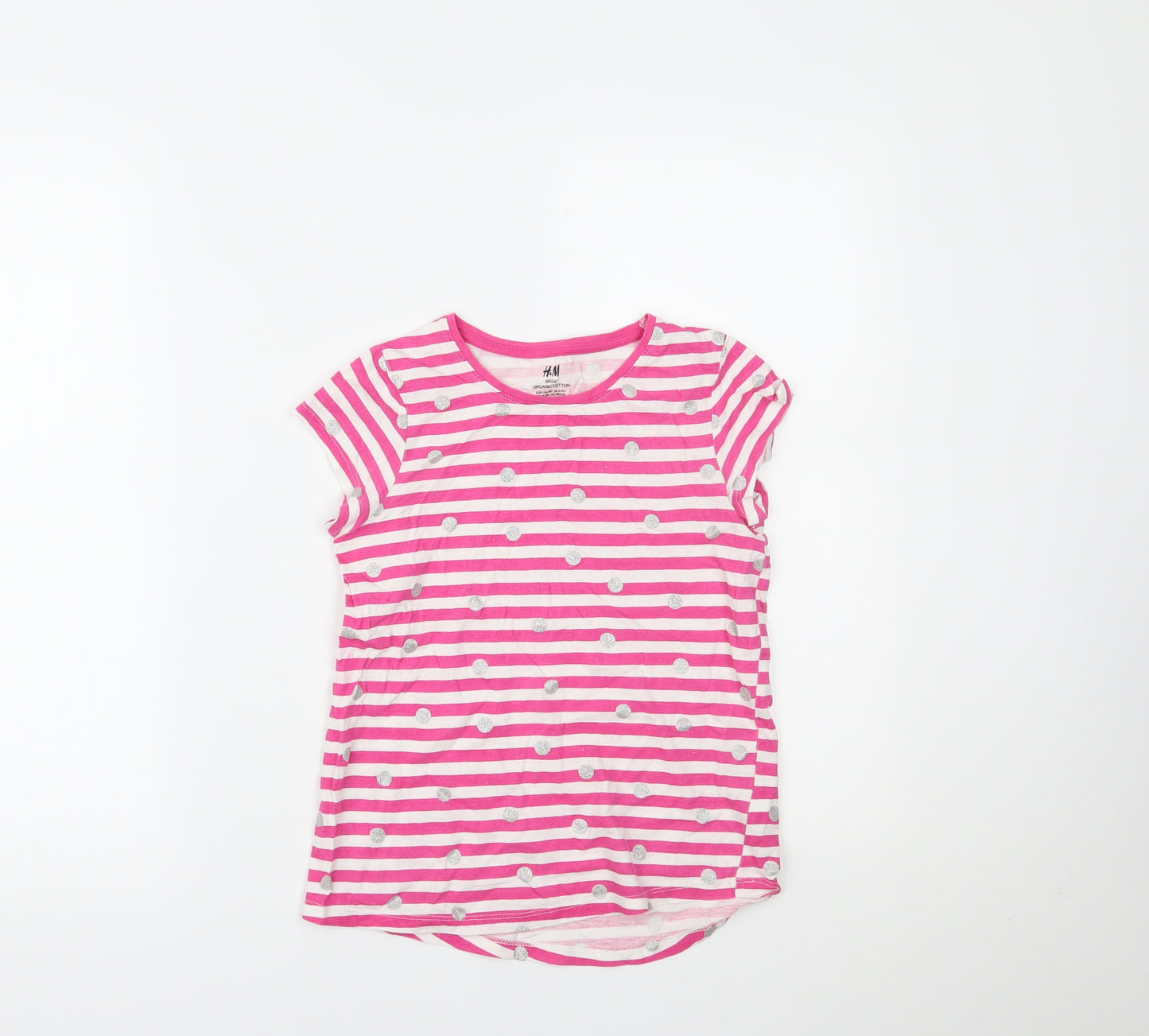 H&M Girls Pink Striped  Pullover T-Shirt Size 9-10 Years