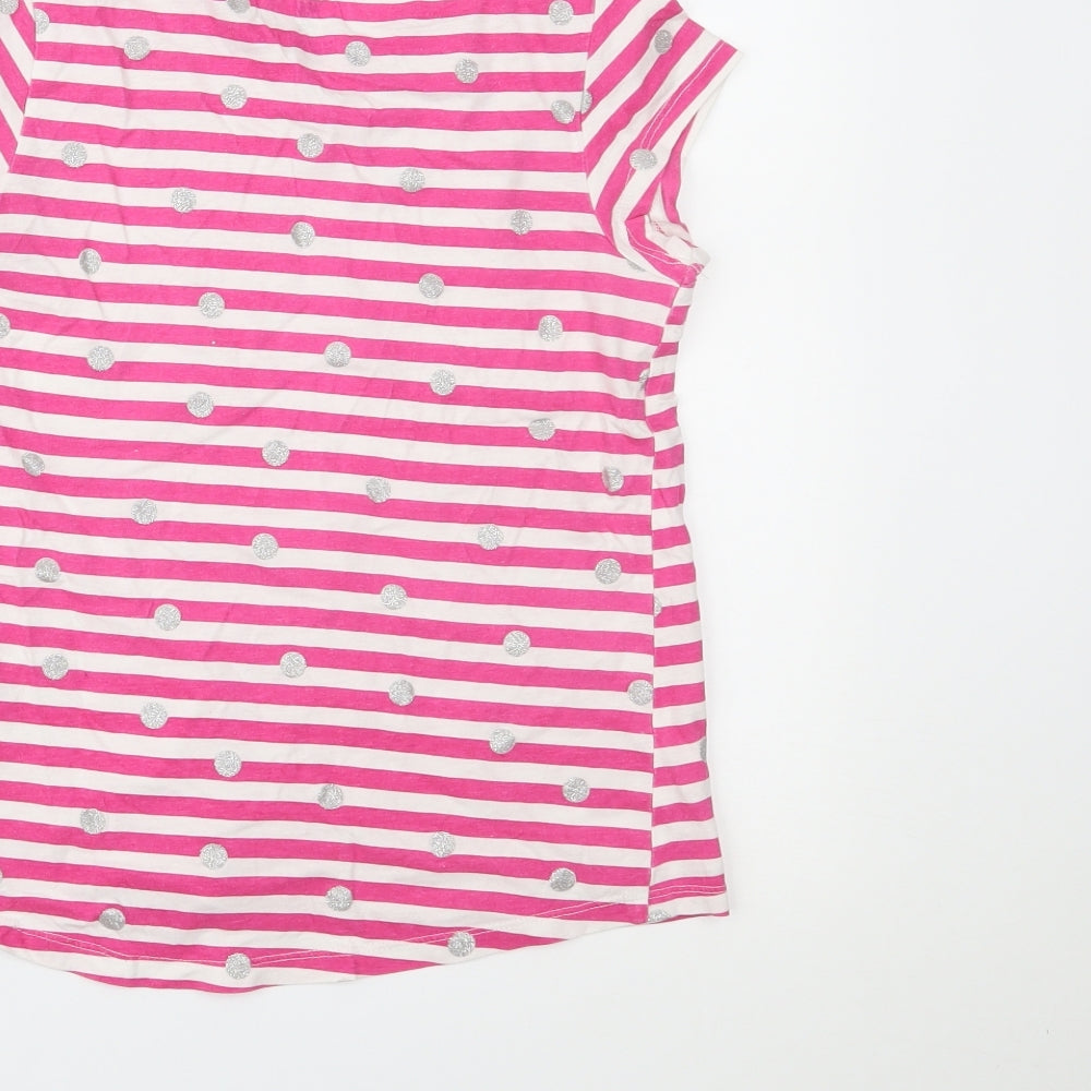 H&M Girls Pink Striped  Pullover T-Shirt Size 9-10 Years