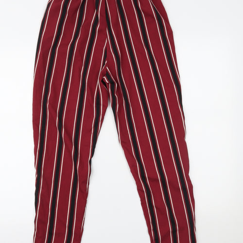 PRETTYLITTLETHING Womens Red Striped  Trousers  Size 6 L23.5 in