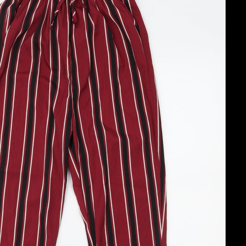 PRETTYLITTLETHING Womens Red Striped  Trousers  Size 6 L23.5 in