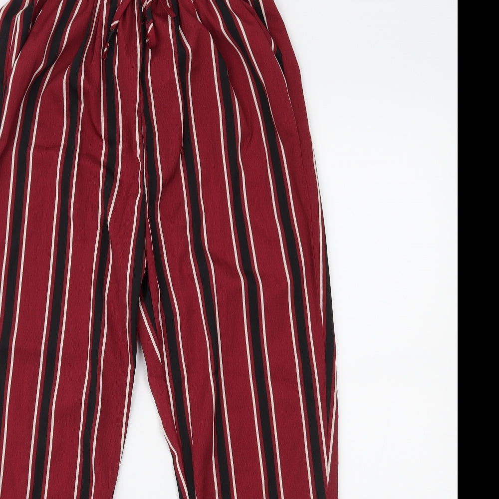 PRETTYLITTLETHING Womens Red Striped  Trousers  Size 6 L23.5 in