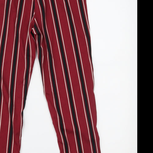 PRETTYLITTLETHING Womens Red Striped  Trousers  Size 6 L23.5 in
