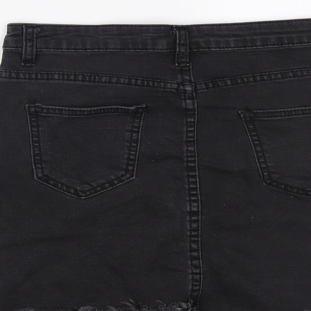 Preworn Womens Black  Denim Mini Skirt Size M
