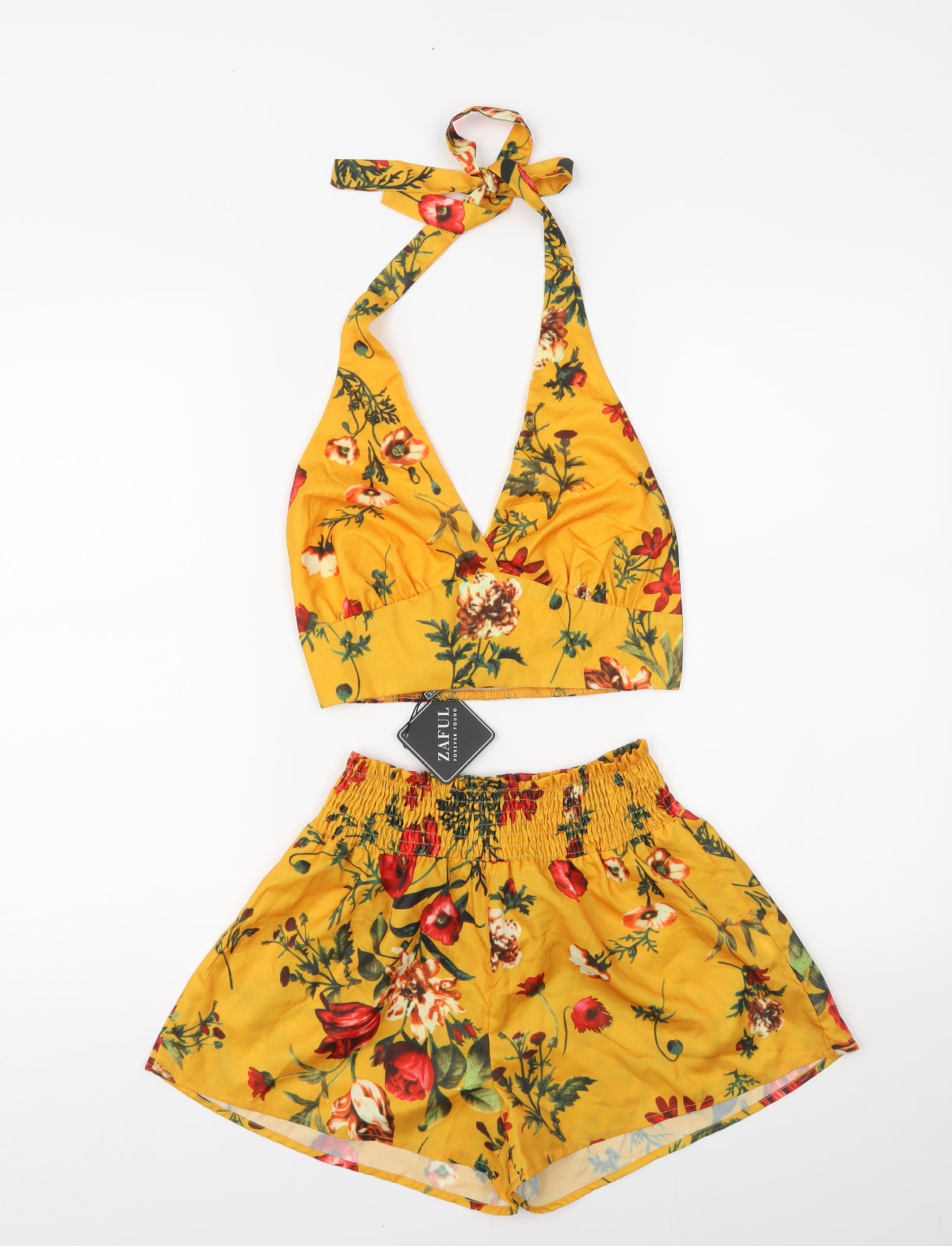 Zaful Womens Yellow Floral   Outfit/Set Size 8