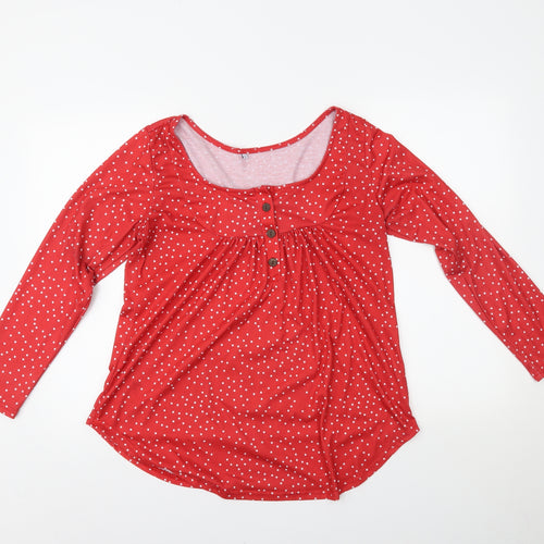 Preworn Womens Red Polka Dot  Basic Blouse Size L