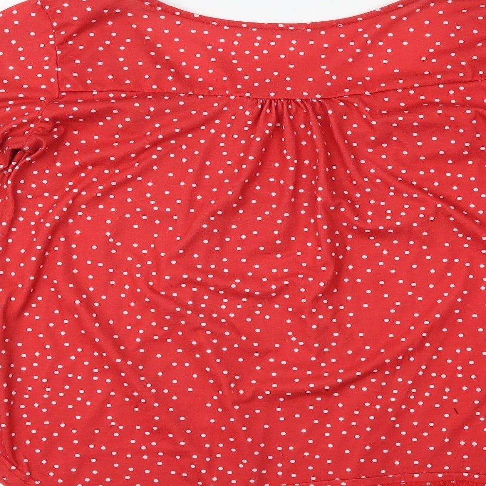 Preworn Womens Red Polka Dot  Basic Blouse Size L