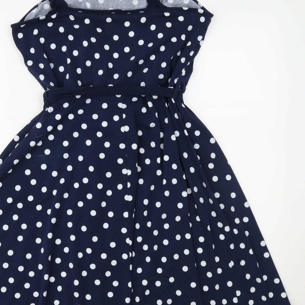 Dorothy Perkins Womens Blue Polka Dot  Fit & Flare  Size 16