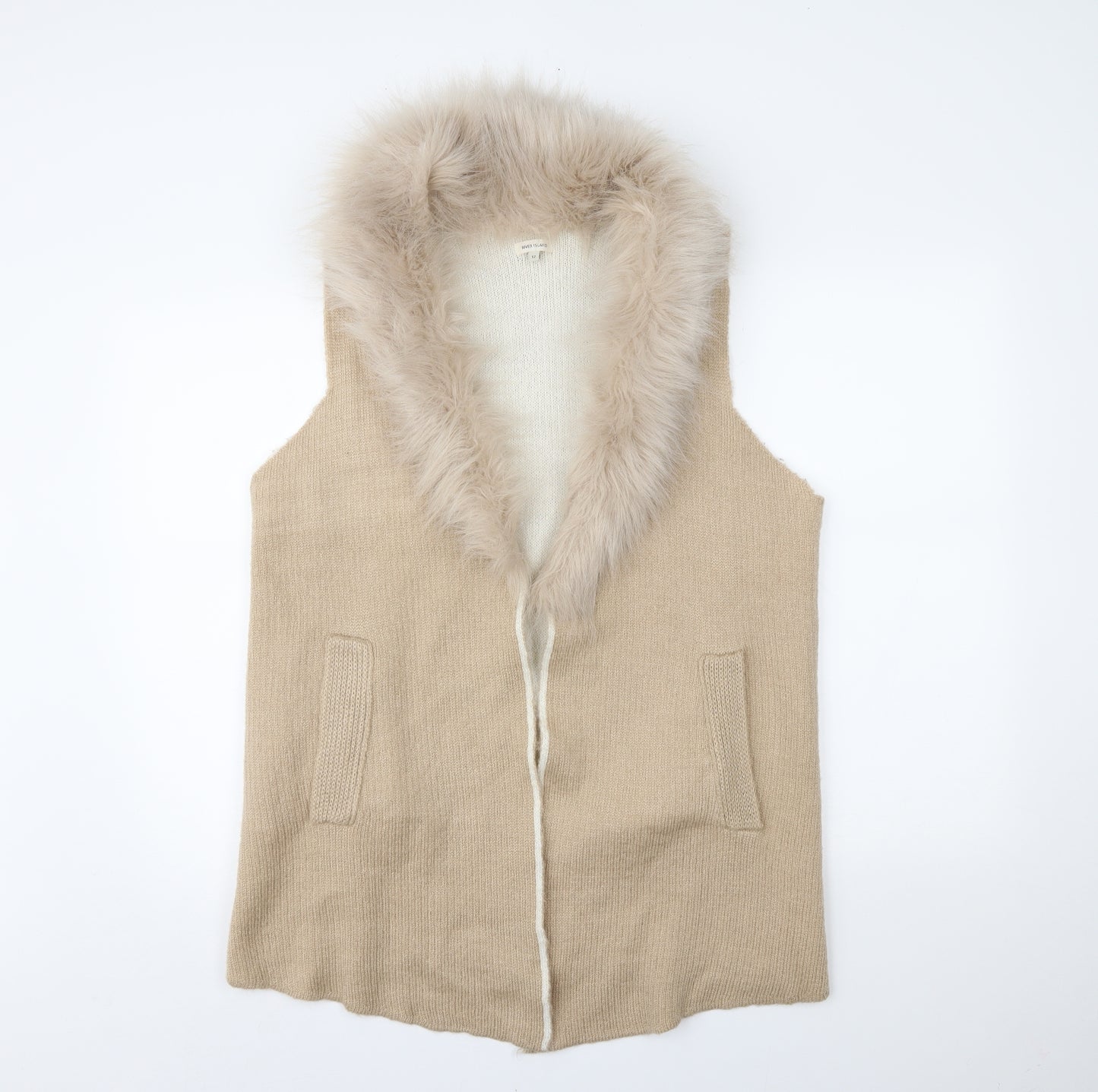 River Island Womens Beige   Gilet Waistcoat Size 12
