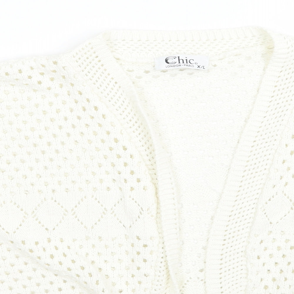 CHIC Womens White   Cardigan Jumper Size XL