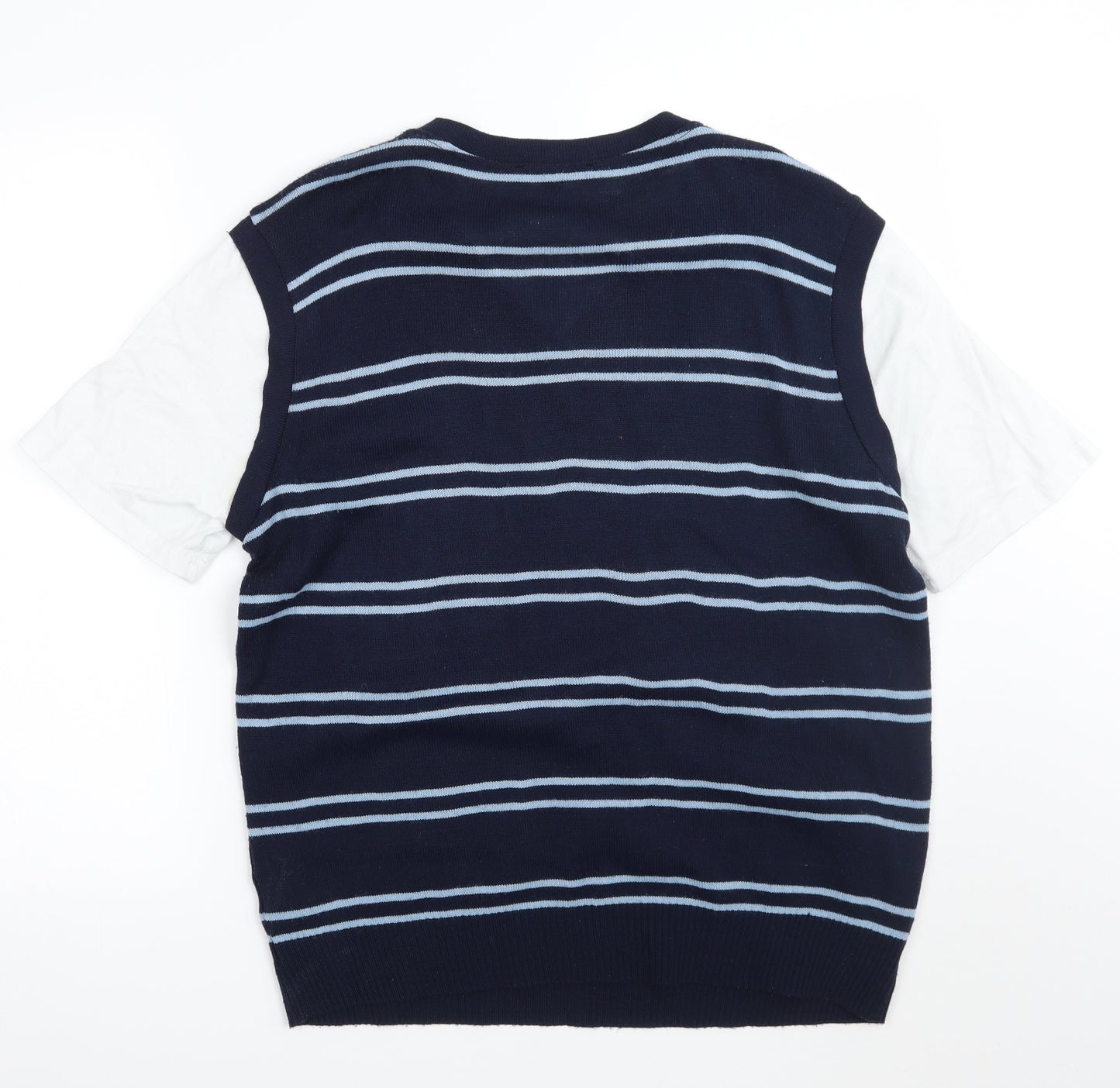 George Mens Blue Striped   T-Shirt Size L