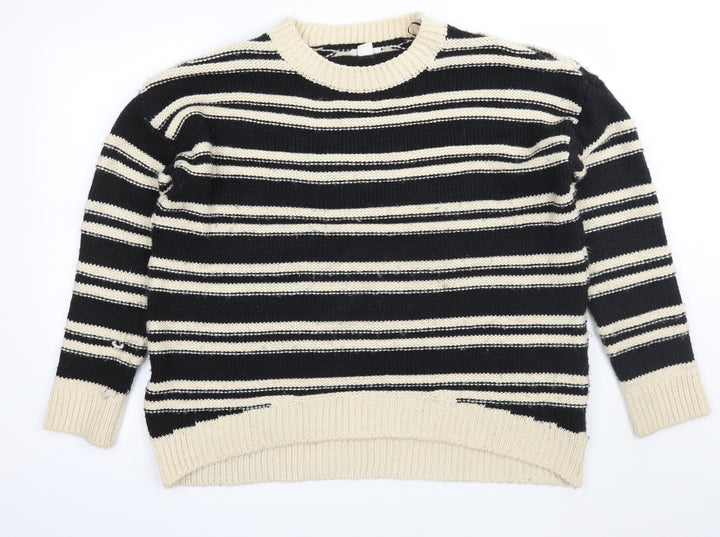 H&M Womens Beige Striped Pullover Jumper Size L