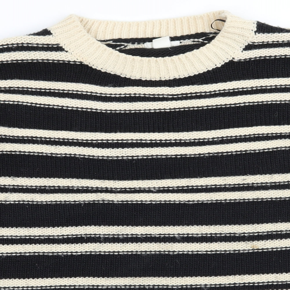 H&M Womens Beige Striped  Pullover Jumper Size L